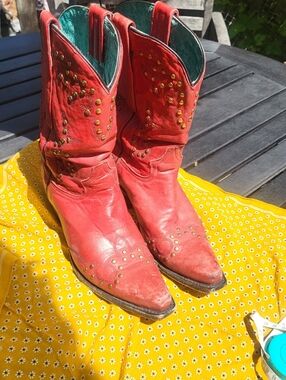Corral Red Snip Toe Cowgirl Boots, Size 9